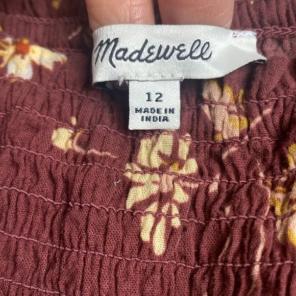 Madewell Peplum Top.  Size 12. Brown burgundy color w floral print. - Picture 3 of 5